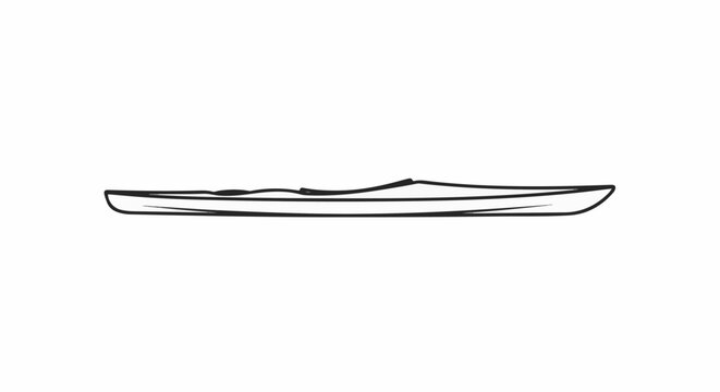 Outline of a sleek, long watercraft with a curved hull and cockpit