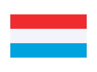 Obraz premium Luxembourg national flag isolated on white. Official colors and image, simple flat design. Vector clipart or icon for Luxembourgish events and news illustration, travel or politics banner.