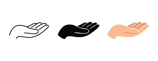 Obraz premium Open Hand Gesture Icon Vector Set