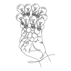 Fototapeta premium hand-drawn light bulb t-shirt design with creative ideas and innovation concept sketch on fabric