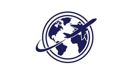 Fototapeta premium Airplane Flying Around the Globe Symbolizing Travel.