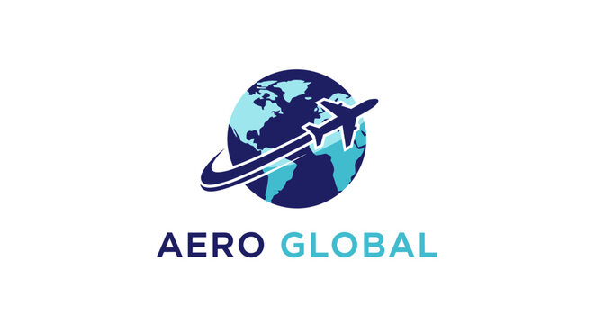 Aero Global logo featuring a stylized airplane circling a blue globe.