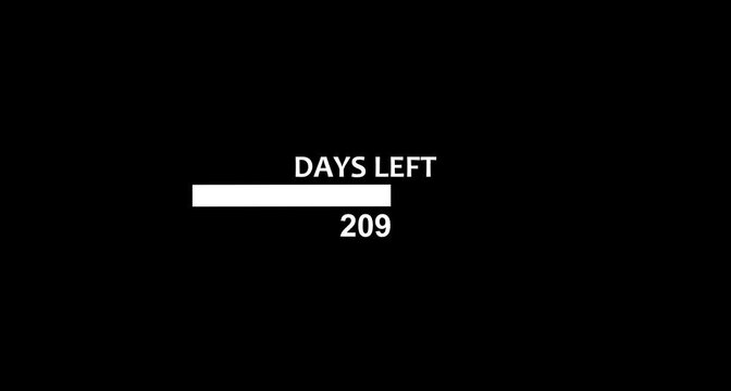 Animated 365-day countdown progress bar with a line indicator on a transparent background, displaying a '365 Days Remaining' timer..