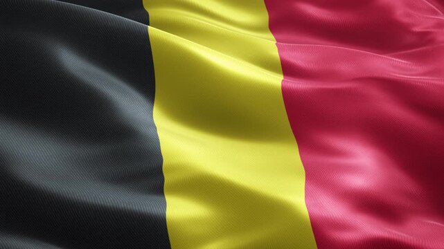 Belgium Flag Seamless Loop Animation, Football Event Background, Waving Tricolor Fabric