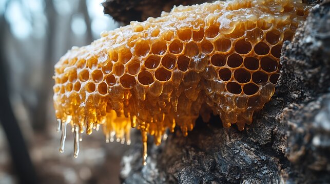 Honeycomb on tree trunk