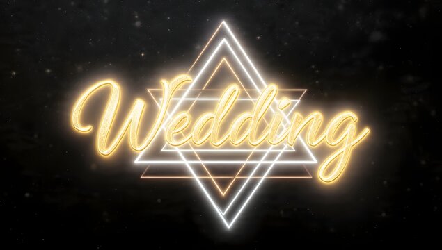 Elegant Wedding Title with Neon Triangles