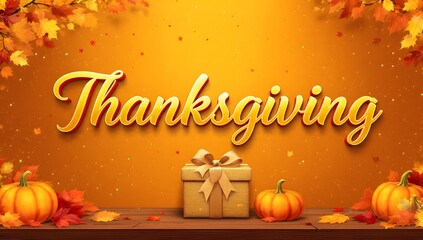 Naklejka premium Thanksgiving celebration with pumpkins and gift