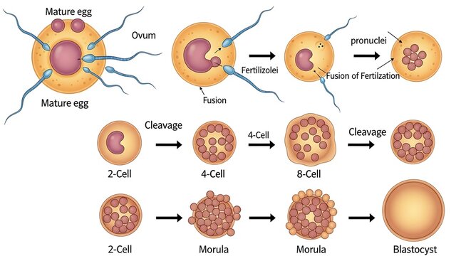 Embryonic Development Stages - From Fertilization to Blastocyst Formation.