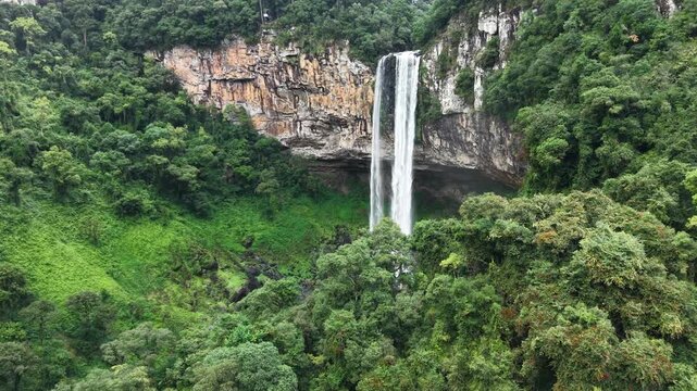 Aerial view of Caracol Cascade - Canela, Rio Grande do Sul, Brazil