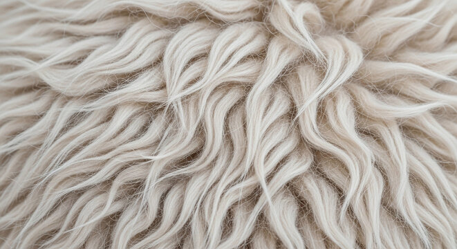 close-up of white alpaca fur texture