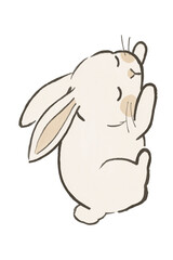 Obraz premium Cute Watercolor Bunny Rabbit Hand Painted Woodland Animal Nursery Clipart on Transparent Background 