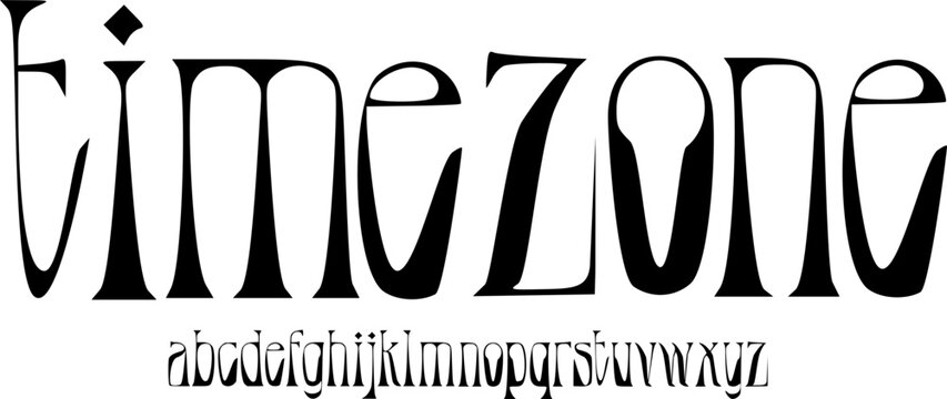 Timezone Retro Futuristic Font Alphabet &ndash; Condensed Experimental Display Typeface with Sci-Fi Distortion Style for Tech Branding, Poster Design, Editorial Titles & Modern Typography Projects