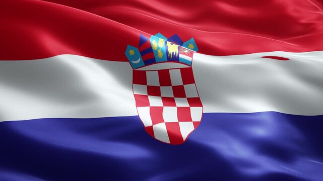 Croatia Flag Seamless Loop Animation with Checkerboard, Football Background