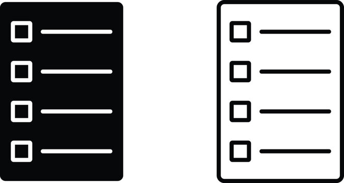 Checkboxes with lines on white and black backgrounds for form or survey