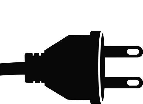 A black silhouette of a standard electrical plug simple design silhouette