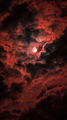 Fototapeta premium Dark clouds with a blood moon. mystery and fantasy