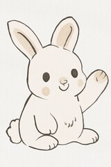 Obraz premium Cute Watercolor Bunny Rabbit Hand Painted Woodland Animal Nursery Clipart On White Paper