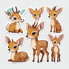 Naklejka premium Rehkitz als Sticker Set – verschiedene Posen