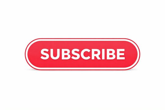 A bold red subscribe button with a pixelated text effect