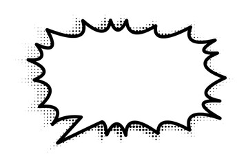 Comic speech bubble burst with jagged edges in pop art style. © SOUMYA