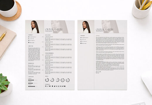 Minimal Style Resume and Cover Letter Beige Accents