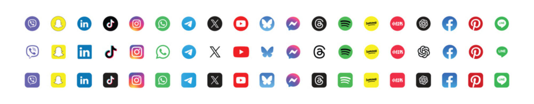 popular social media logos vector icon set of for editorial use