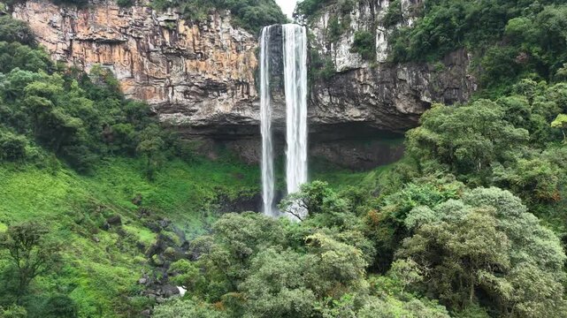 Aerial view of Caracol Cascade - Canela, Rio Grande do Sul, Brazil