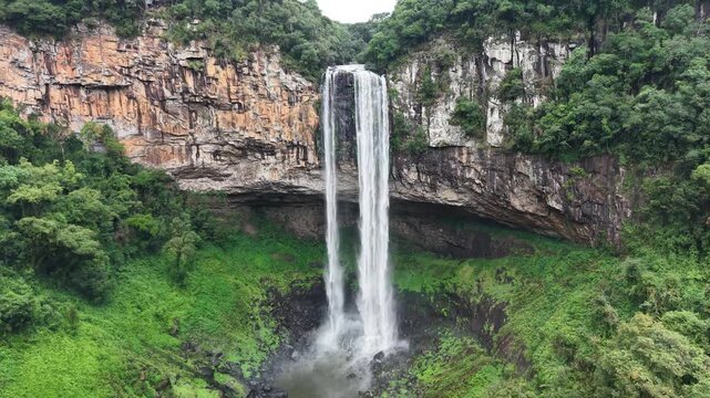 Aerial view of Caracol Cascade - Canela, Rio Grande do Sul, Brazil