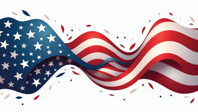 American flag, waving flag, patriotic symbol, USA flag ribbon, red white blue