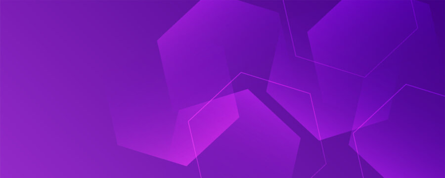 Modern purple geometric background with transparent hexagon patterns and vibrant gradient colors.