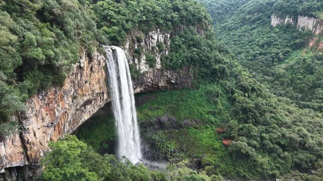 Aerial view of Caracol Cascade - Canela, Rio Grande do Sul, Brazil