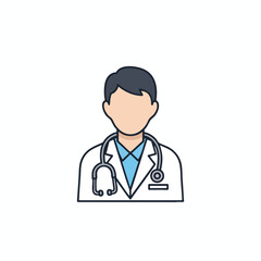 Fototapeta premium A simple, flat illustration of a person in a lab coat wearing a stethoscope around their neck