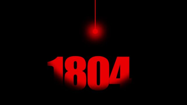 1804 Historical Date Animation with Swinging Red Light Bulb in Dark Background, French Empire Concept, Revolutionary / Historical Year Motion Graphic, Minimalist Typography Background