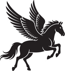 Fototapeta premium Pegasus Winged Horse,Mythical Creature Silhouette Vector Design