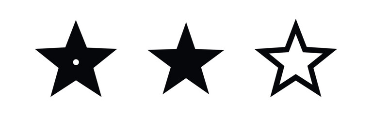 Fototapeta premium Black Star Icons Collection. Vector symbols for rating, favorite, quality, or achievement, isolated on white background.