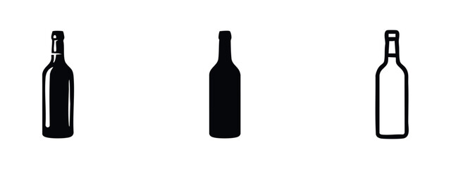 Naklejka premium Wine Bottle Icon Set, Alcoholic Beverage Symbol for Bar, Restaurant, and Celebration Designs
