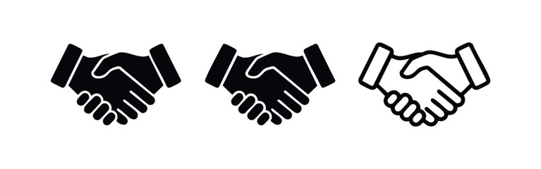 Obraz premium Handshake Business Agreement Icon Set, Partnership and Cooperation Symbols, Trust and Deal Icons