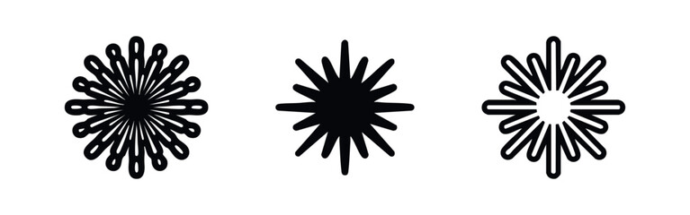 Starburst Explosion Icon Set. Fireworks and Celebration Symbols. Perfect for Attention, Focus, and Festive Designs. © Prokopchuk