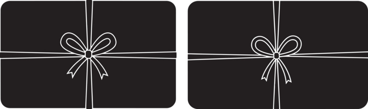 Two black gift cards with white ribbon and bow illustrations with karta podarunkowa with p atno with pieni dze with czarno bia y with wst ka