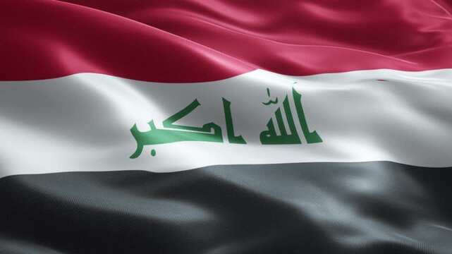 Iraq Flag Seamless Loop Animation, Football Background with Waving Fabric
