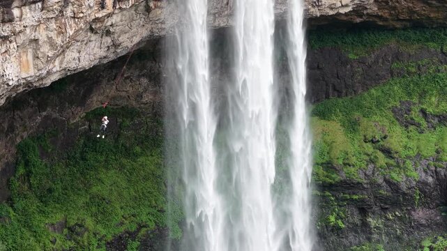 Bungee Jumping on Caracol Cascade - Canela, Rio Grande do Sul, Brazil