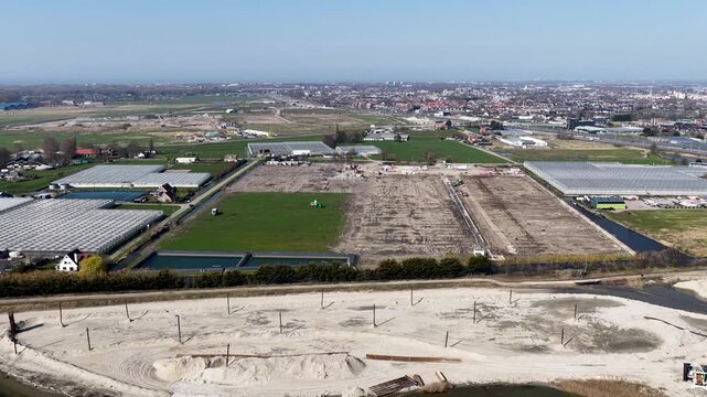 Aerial construction area Eli Lilly, Leiden Bio Science Park EU, Netherlands