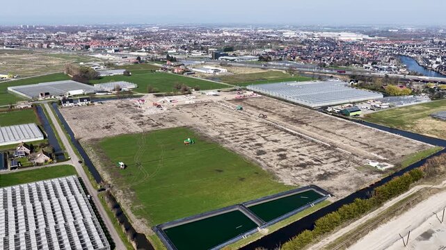 Aerial construction area Eli Lilly, Leiden Bio Science Park EU, Netherlands