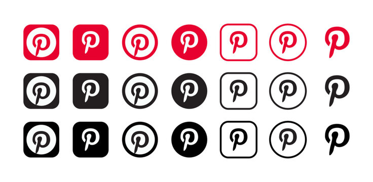 Pinterest vector logo icon set. Vector illustration