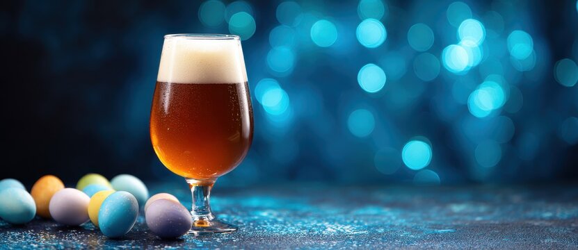 christmas and easter background with a beer glass