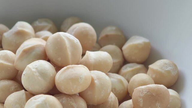 Macadamia nuts on a plate.