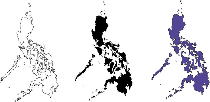 A set of vector maps of Philippines with prefecture boundaries in three styles