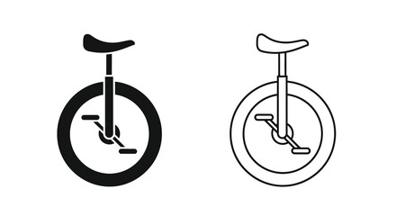 Two unicycle icons a filled black version and a white outline © Sakib Studio