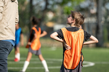 Fototapeta premium International school student resting and listening to coach