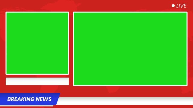 Latest live news background with red and green screen.